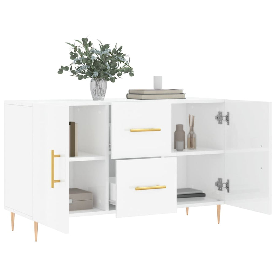 Dressoir 100X36X60 Cm Bewerkt Hout Hoogglans Wit