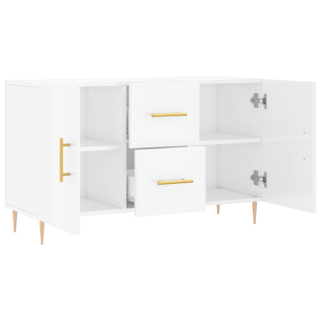 Dressoir 100X36X60 Cm Bewerkt Hout Hoogglans Wit
