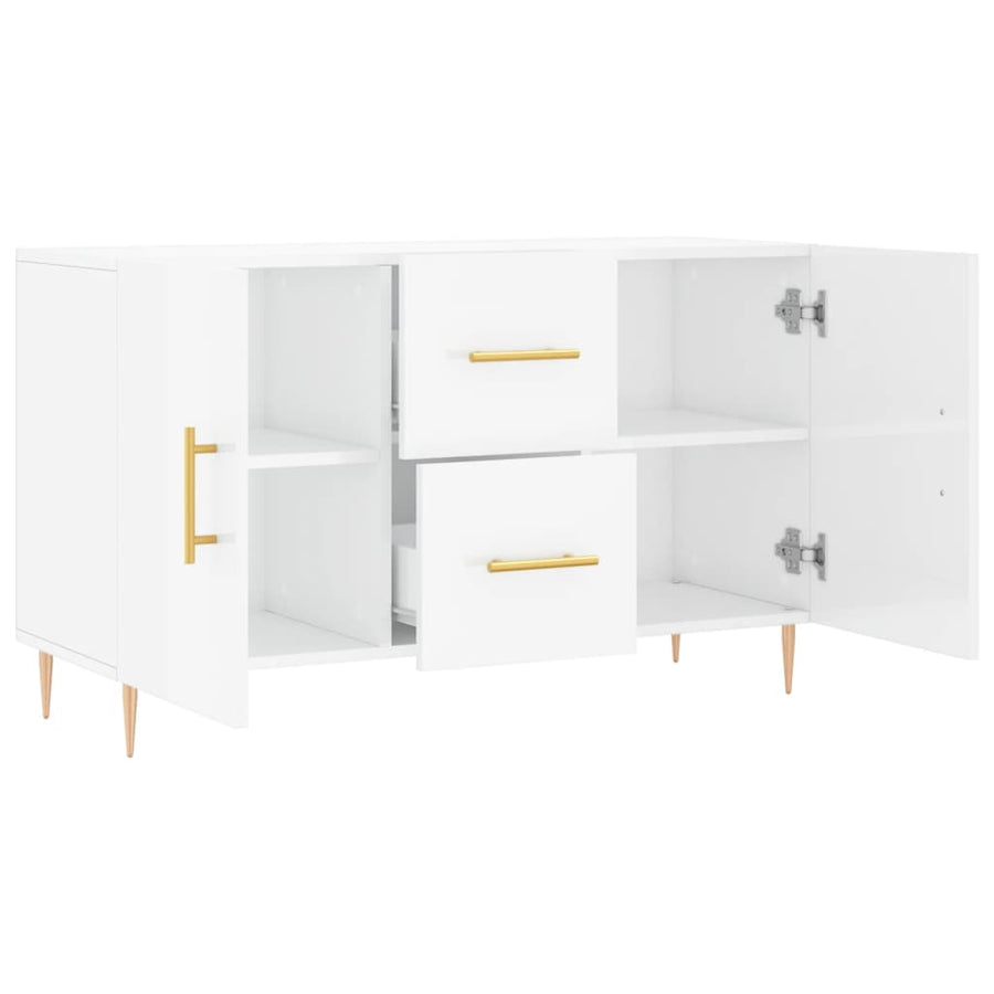 Dressoir 100X36X60 Cm Bewerkt Hout Hoogglans Wit