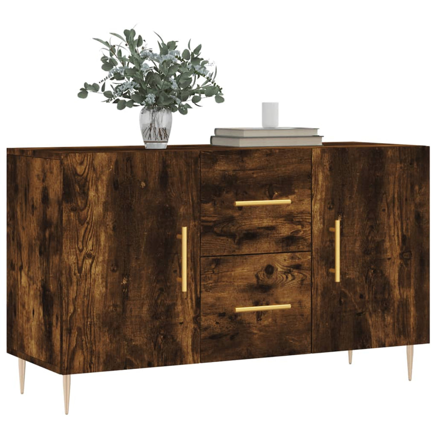 Dressoir 100X36X60 Cm Bewerkt Hout Gerookt Eikenkleurig