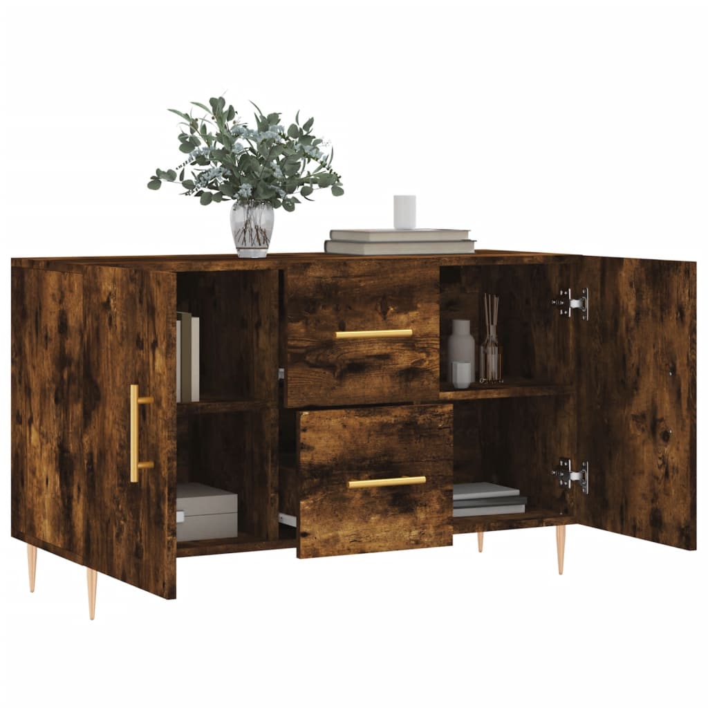 Dressoir 100X36X60 Cm Bewerkt Hout Gerookt Eikenkleurig