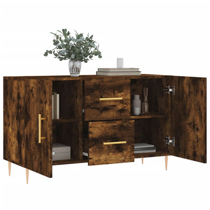 Dressoir 100X36X60 Cm Bewerkt Hout Gerookt Eikenkleurig