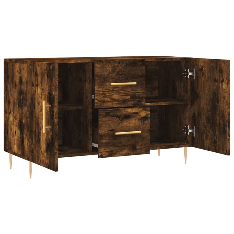 Dressoir 100X36X60 Cm Bewerkt Hout Gerookt Eikenkleurig