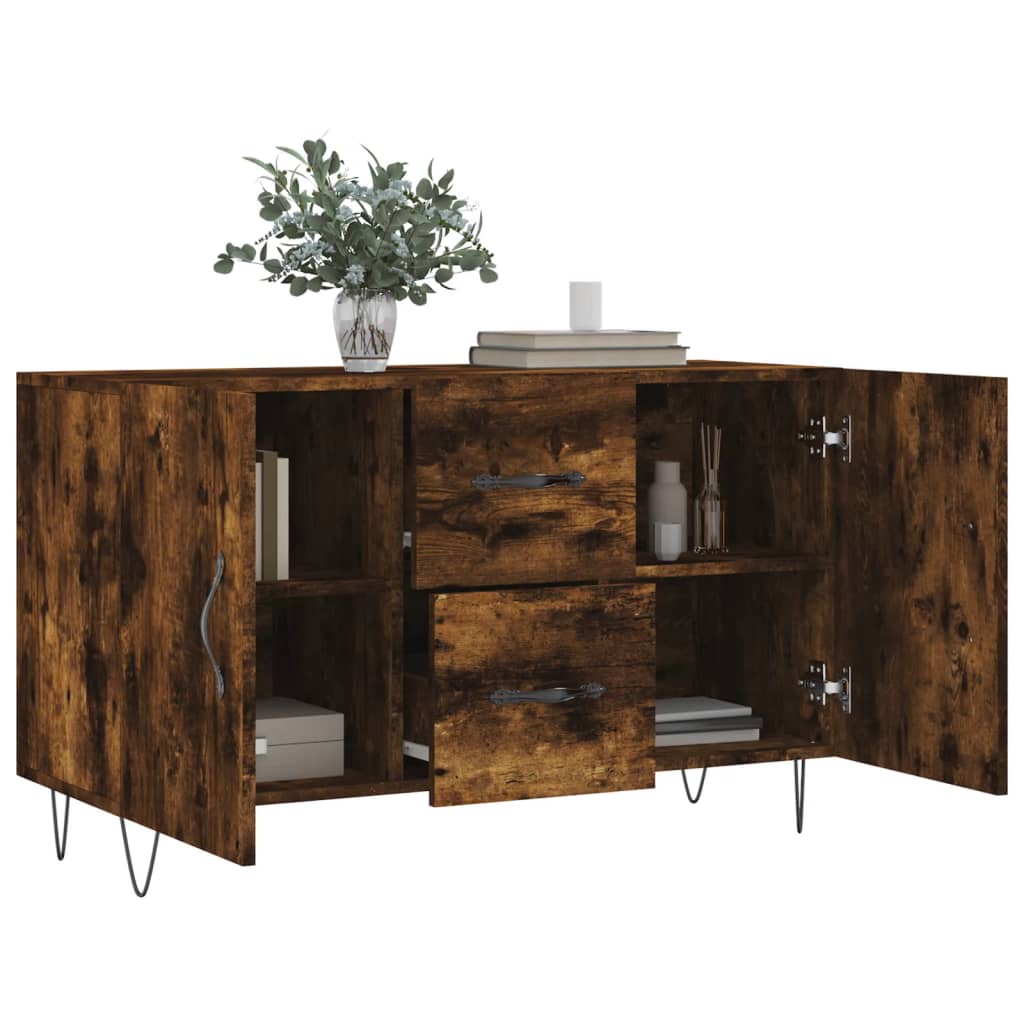 Dressoir 100X36X60 Cm Bewerkt Hout Kleurig Gerookt eiken