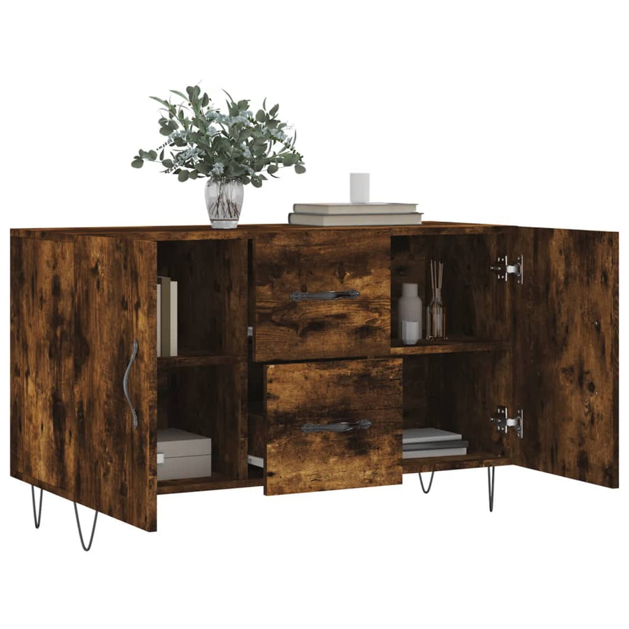 Dressoir 100X36X60 Cm Bewerkt Hout Kleurig Gerookt eiken