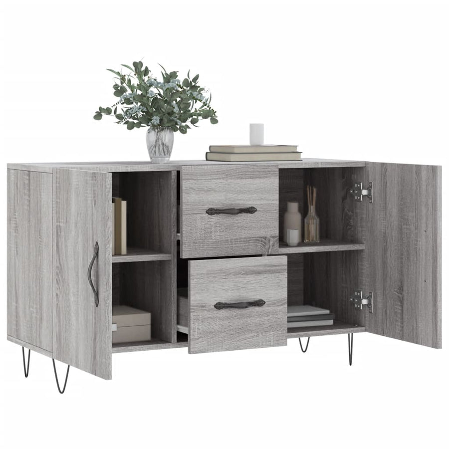 Dressoir 100X36X60 Cm Bewerkt Hout Eikenkleurig Grijs sonoma