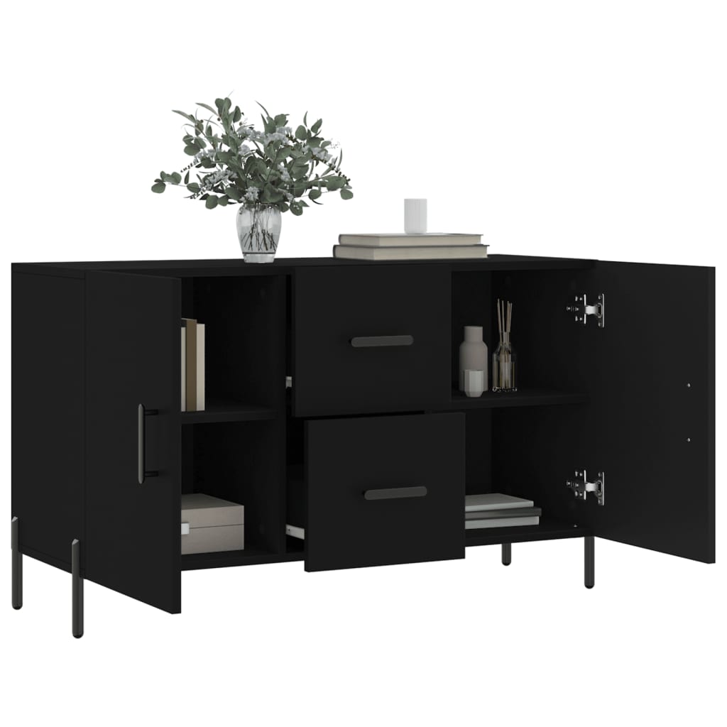 Dressoir 100X36X60 Cm Bewerkt Hout Zwart