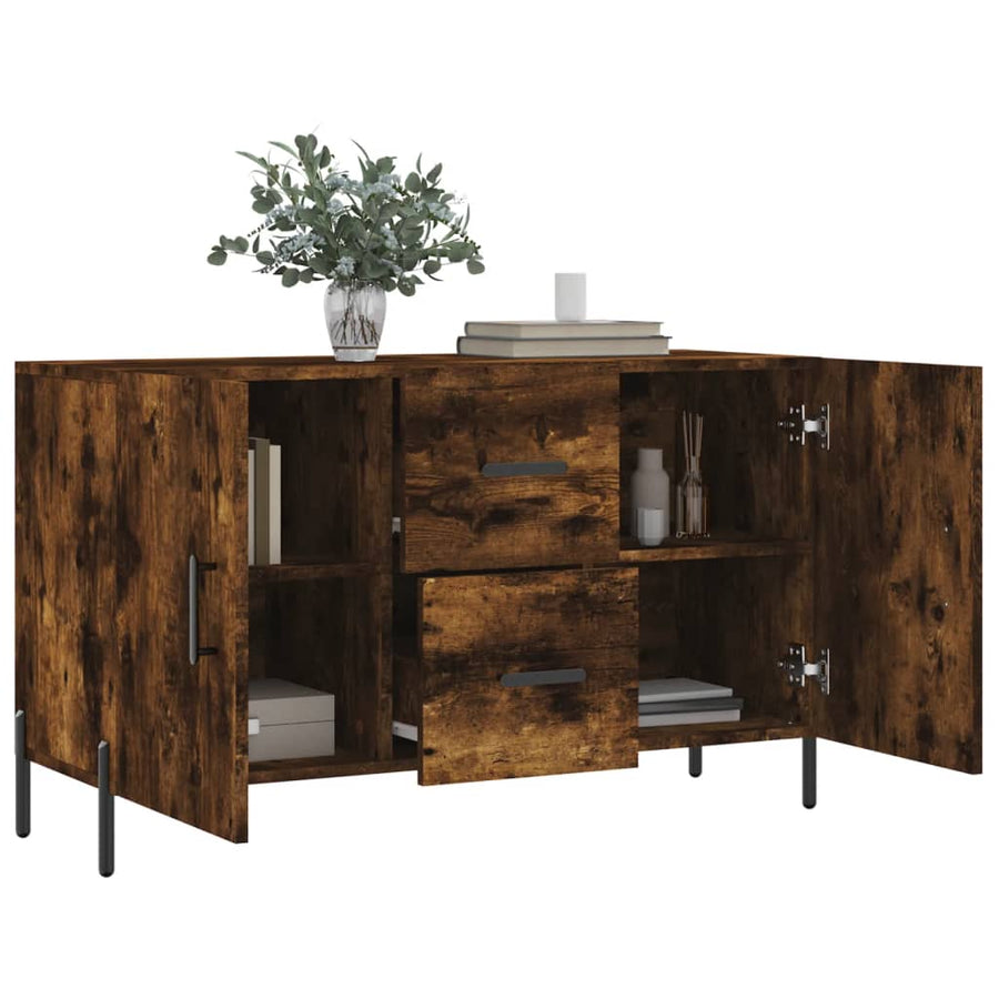 Dressoir 100x36x60 cm bewerkt hout gerookt eikenkleurig