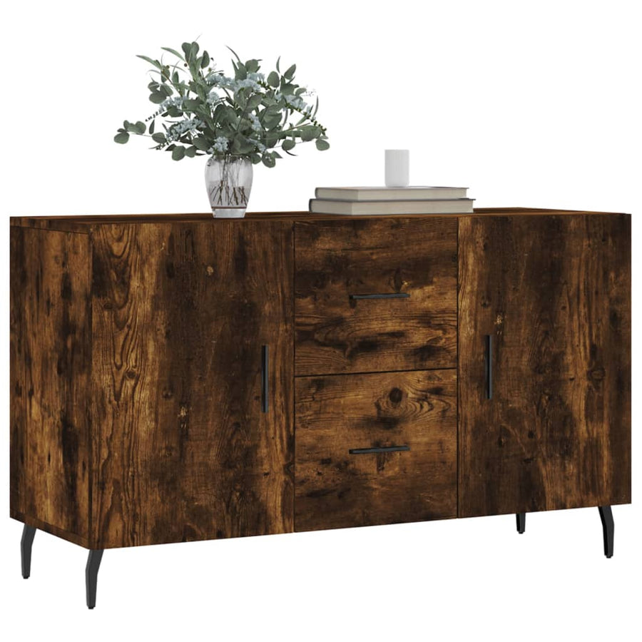 Dressoir 100X36X60 Cm Bewerkt Hout Gerookt Eikenkleurig