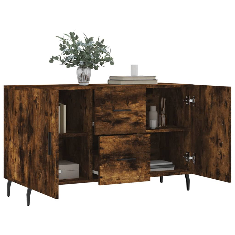 Dressoir 100X36X60 Cm Bewerkt Hout Gerookt Eikenkleurig