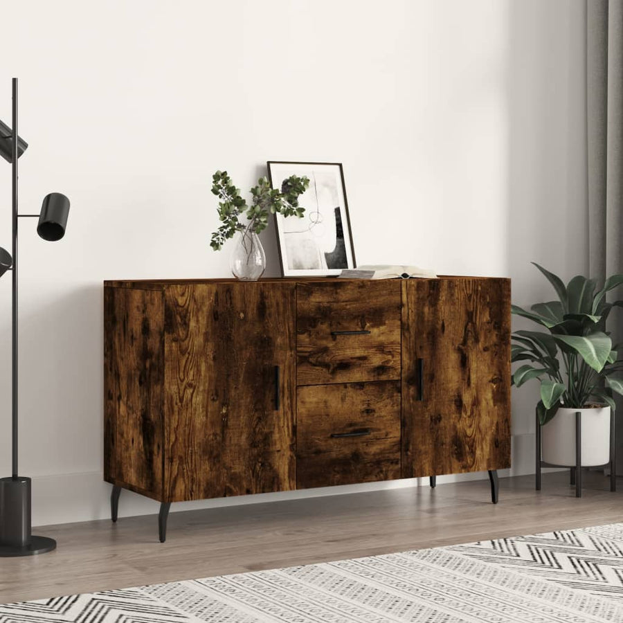 Dressoir 100X36X60 Cm Bewerkt Hout Gerookt Eikenkleurig