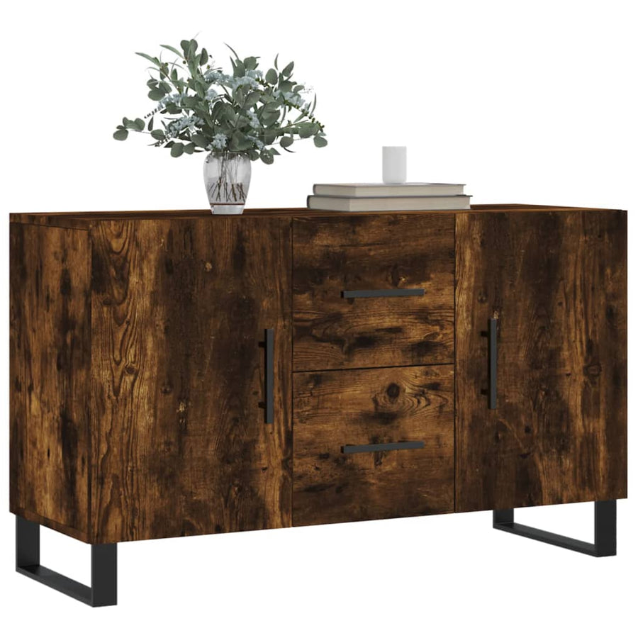 Dressoir 100X36X60 Cm Bewerkt Hout Gerookt Eikenkleurig