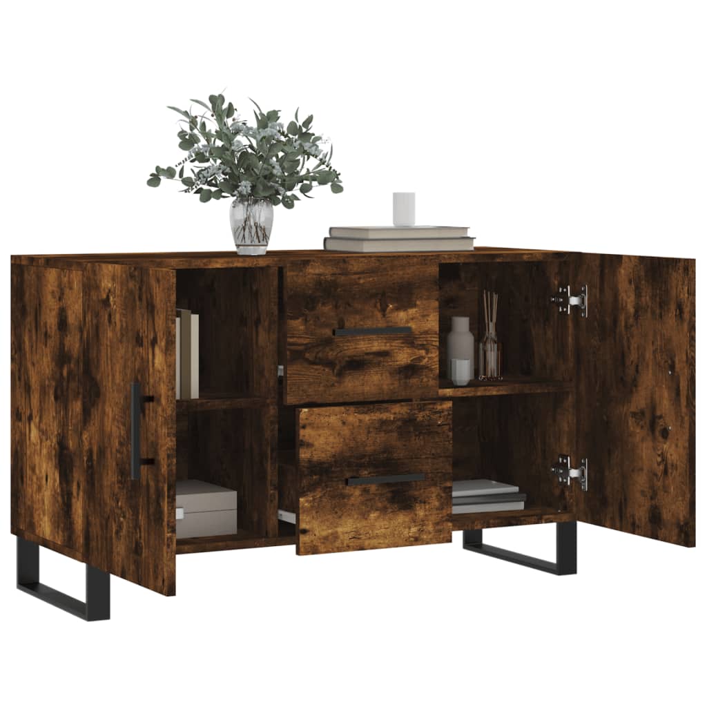 Dressoir 100X36X60 Cm Bewerkt Hout Gerookt Eikenkleurig