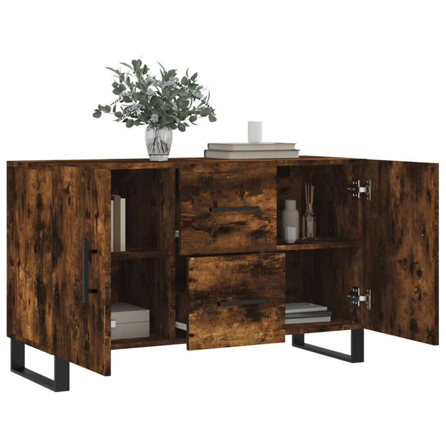 Dressoir 100X36X60 Cm Bewerkt Hout Gerookt Eikenkleurig