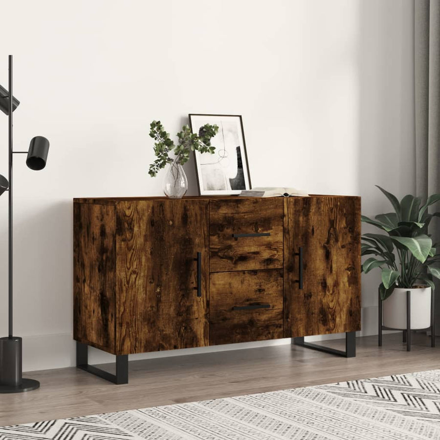 Dressoir 100X36X60 Cm Bewerkt Hout Gerookt Eikenkleurig