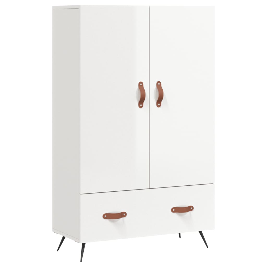 Hoge Kast 69,5X31X115 Cm Bewerkt Hout Hoogglans Wit
