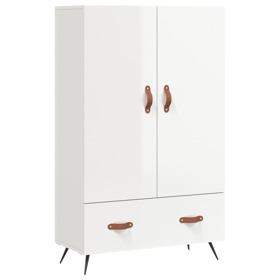 Hoge Kast 69,5X31X115 Cm Bewerkt Hout Hoogglans Wit