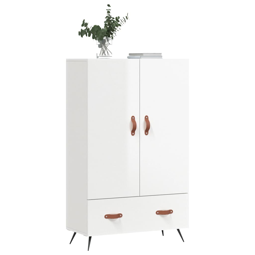 Hoge Kast 69,5X31X115 Cm Bewerkt Hout Hoogglans Wit