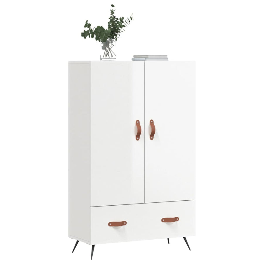 Hoge Kast 69,5X31X115 Cm Bewerkt Hout Hoogglans Wit