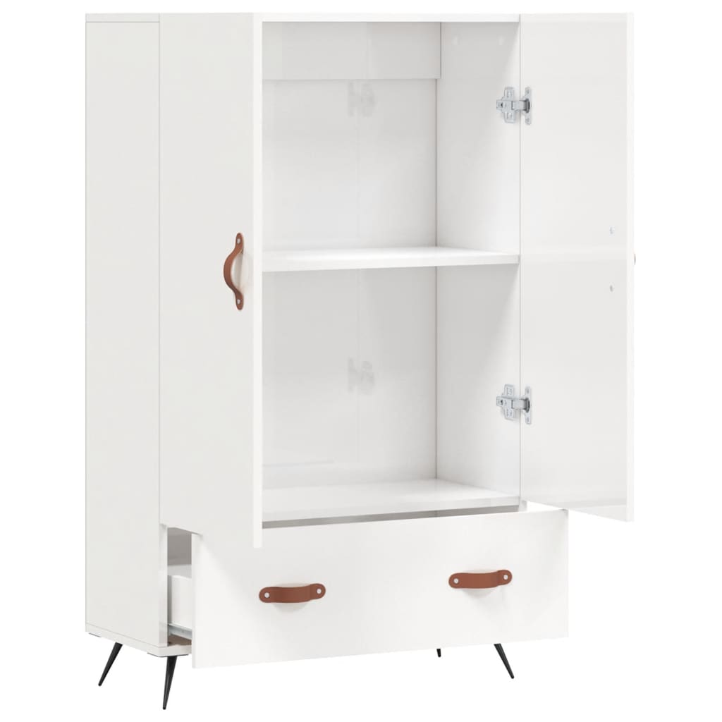 Hoge Kast 69,5X31X115 Cm Bewerkt Hout Hoogglans Wit
