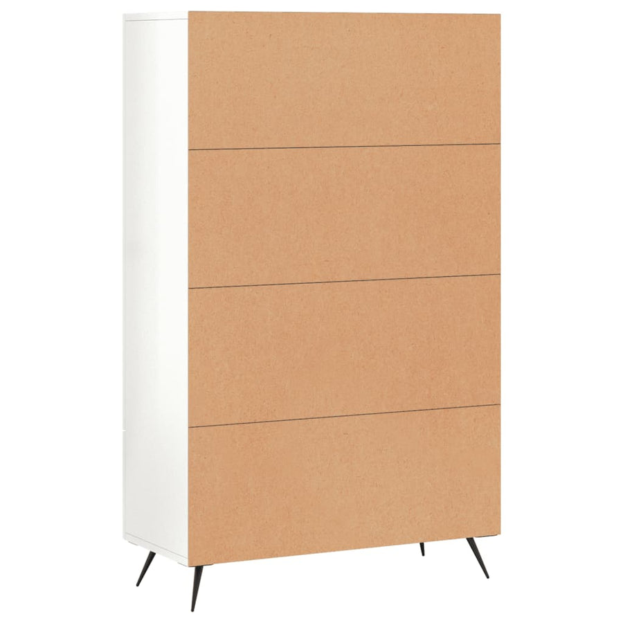 Hoge Kast 69,5X31X115 Cm Bewerkt Hout Hoogglans Wit