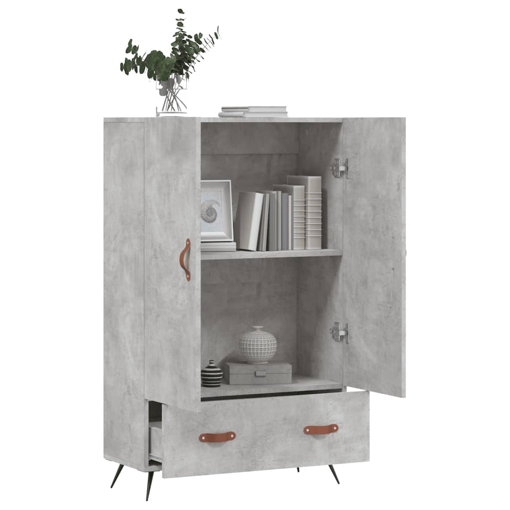 Hoge Kast 69,5X31X115 Cm Bewerkt Hout Betongrijs