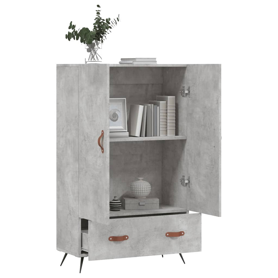 Hoge Kast 69,5X31X115 Cm Bewerkt Hout Betongrijs