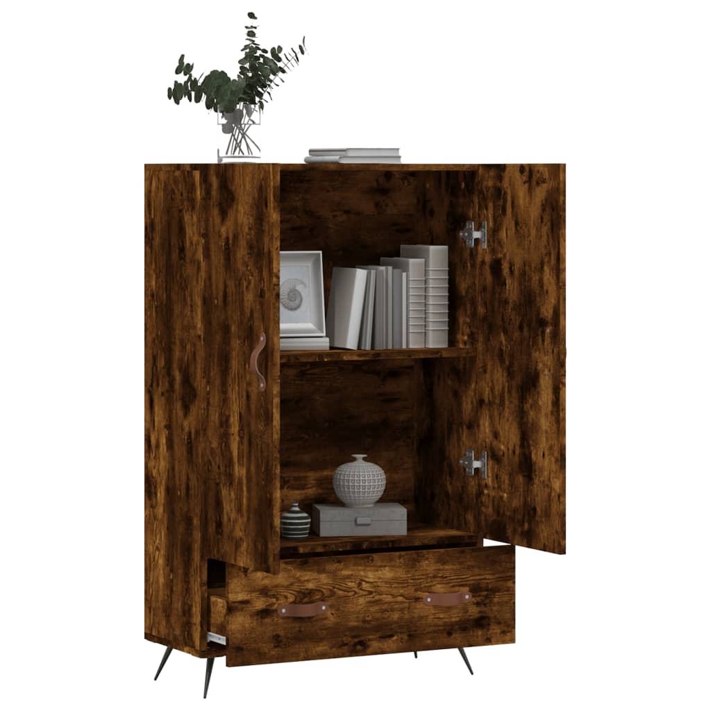 Hoge Kast 69,5X31X115 Cm Bewerkt Hout Gerookt Eikenkleurig