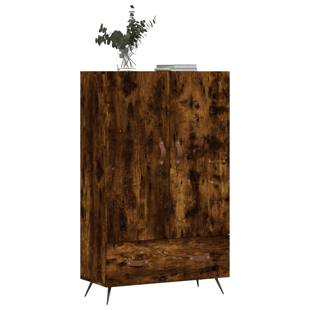 Hoge Kast 69,5X31X115 Cm Bewerkt Hout Gerookt Eikenkleurig