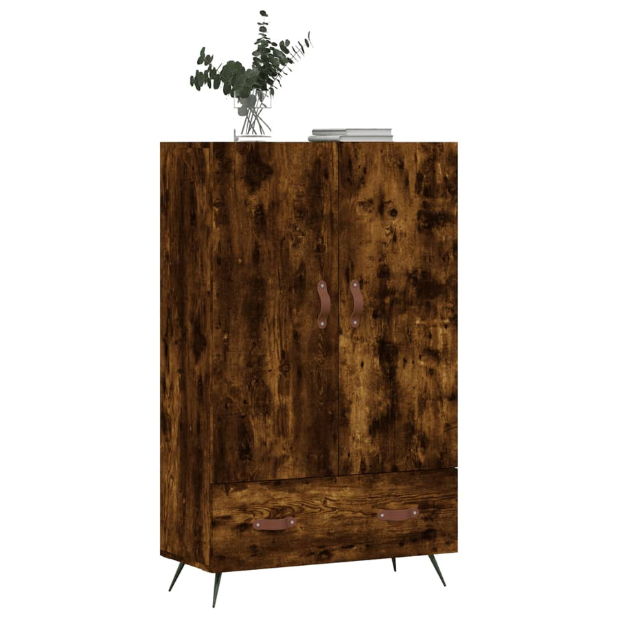 Hoge Kast 69,5X31X115 Cm Bewerkt Hout Gerookt Eikenkleurig