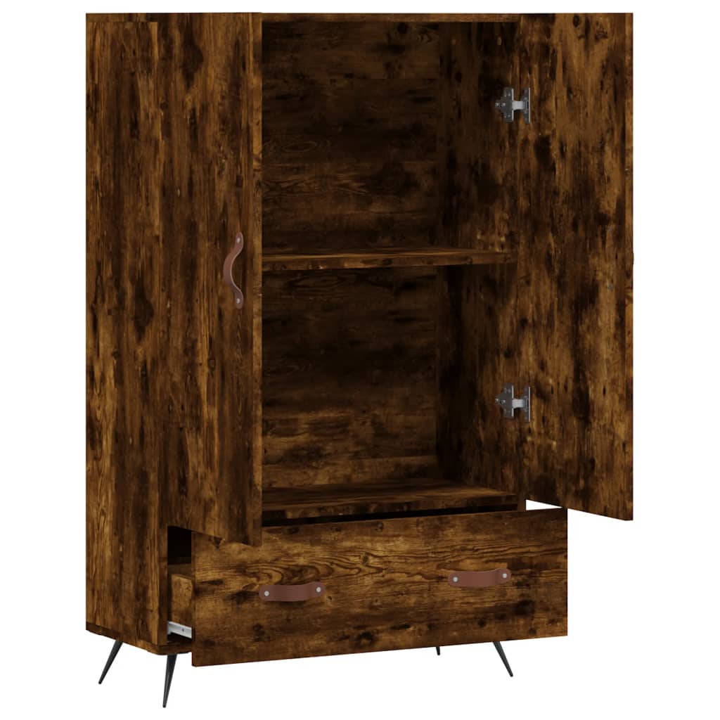 Hoge Kast 69,5X31X115 Cm Bewerkt Hout Gerookt Eikenkleurig
