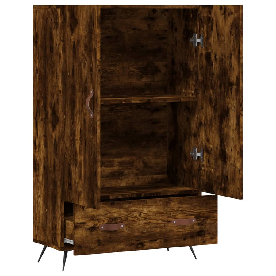 Hoge Kast 69,5X31X115 Cm Bewerkt Hout Gerookt Eikenkleurig