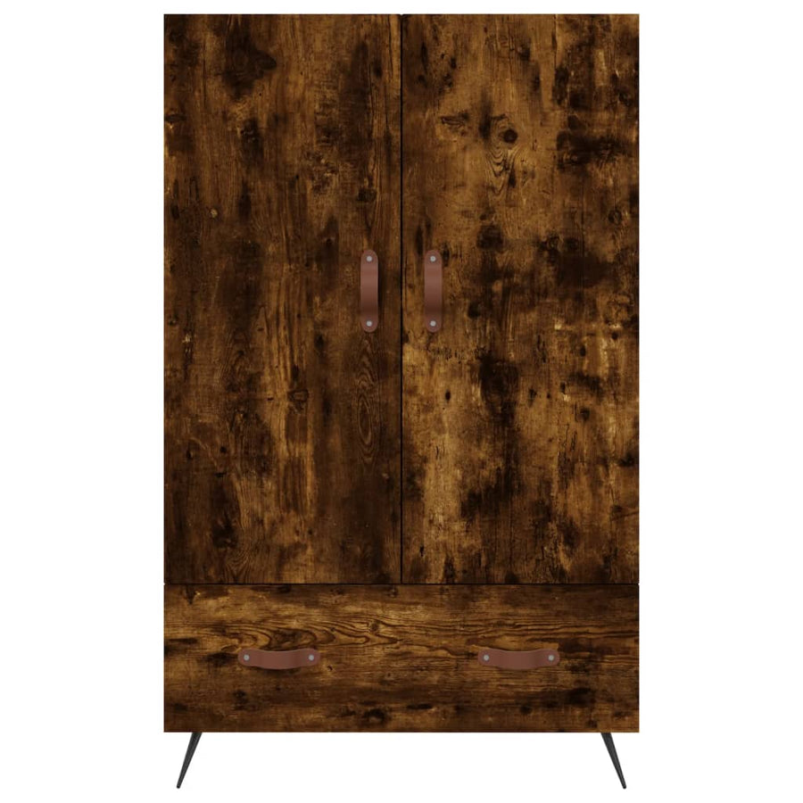 Hoge Kast 69,5X31X115 Cm Bewerkt Hout Gerookt Eikenkleurig
