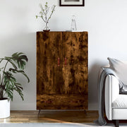 Hoge kast 69,5x31x115 cm bewerkt hout gerookt eiken