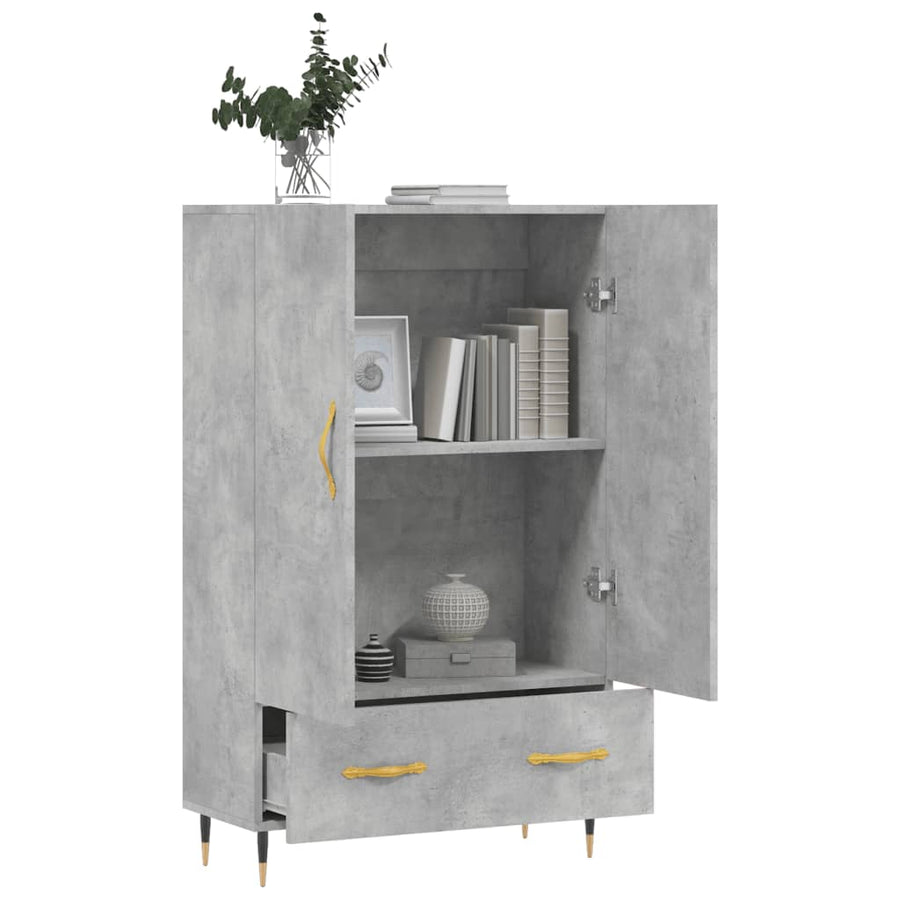 Hoge Kast 69,5X31X115 Cm Bewerkt Hout Betongrijs