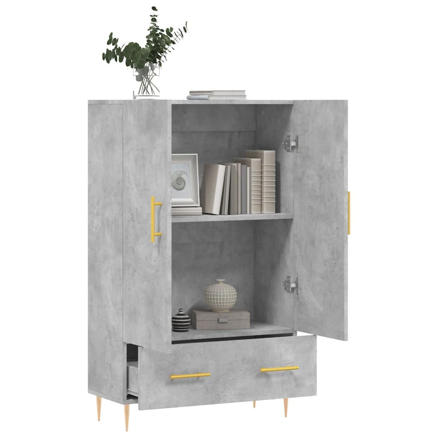 Hoge Kast 69,5X31X115 Cm Bewerkt Hout Betongrijs