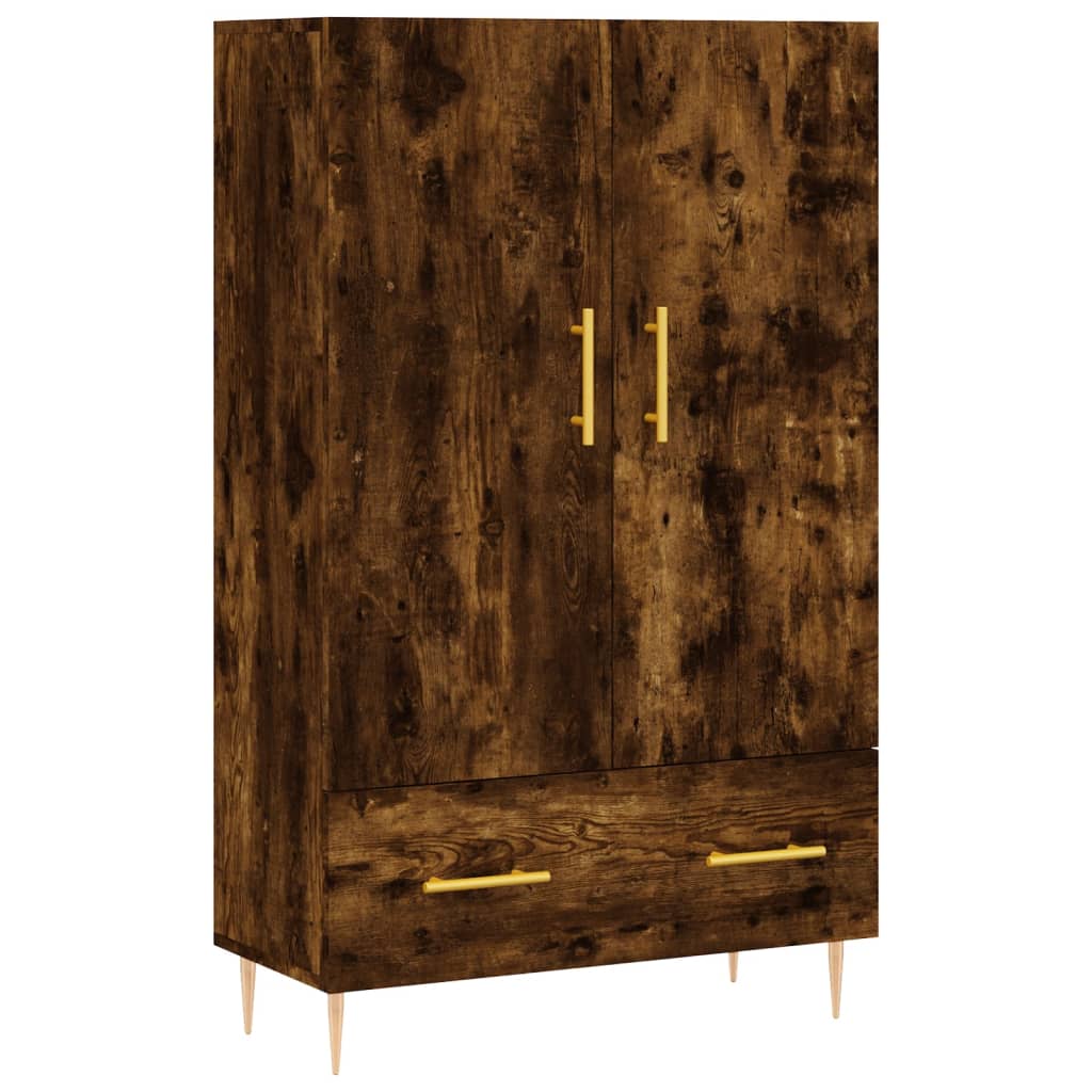 Hoge Kast 69,5X31X115 Cm Bewerkt Hout Gerookt Eikenkleurig