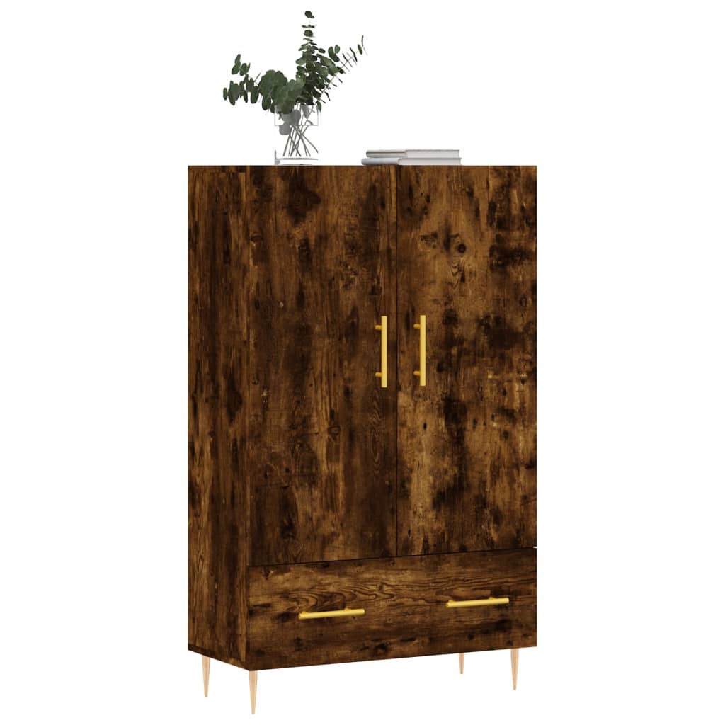 Hoge Kast 69,5X31X115 Cm Bewerkt Hout Gerookt Eikenkleurig