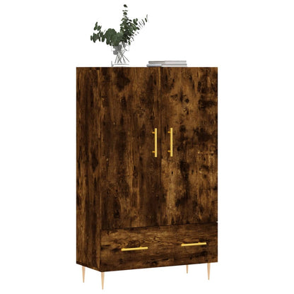 Hoge Kast 69,5X31X115 Cm Bewerkt Hout Gerookt Eikenkleurig