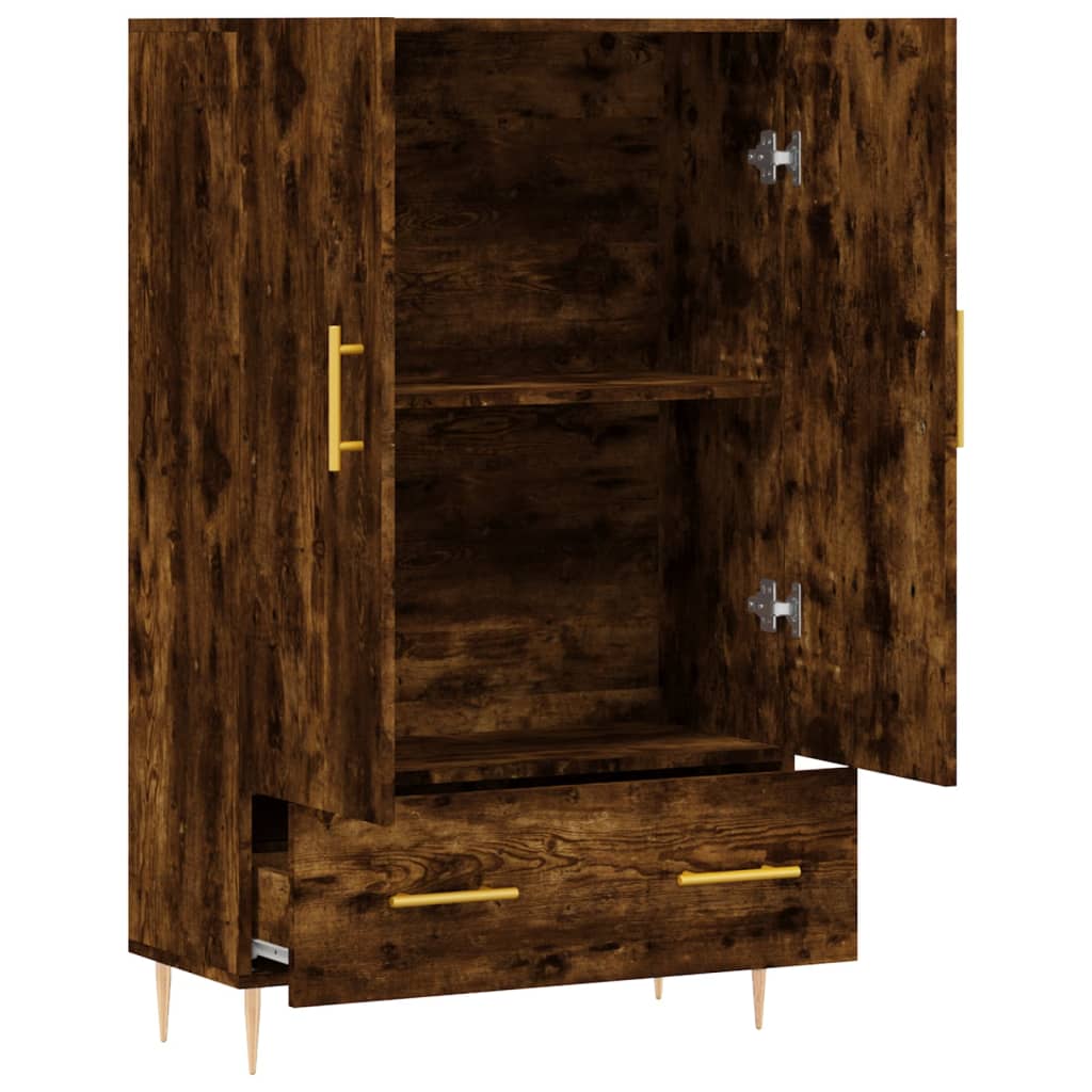 Hoge Kast 69,5X31X115 Cm Bewerkt Hout Gerookt Eikenkleurig
