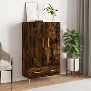 Hoge kast 69,5x31x115 cm bewerkt hout gerookt eiken