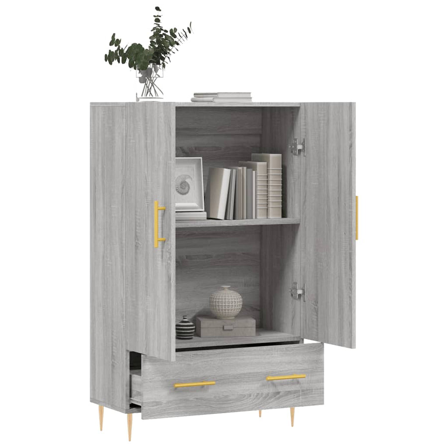 Hoge Kast 69,5X31X115 Cm Bewerkt Hout Grijs Sonoma Eikenkleurig