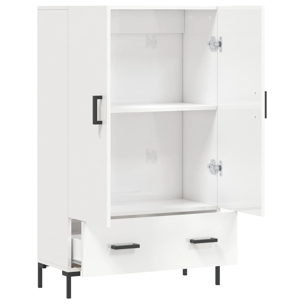 Hoge Kast 69,5X31X115 Cm Bewerkt Hout Hoogglans Wit