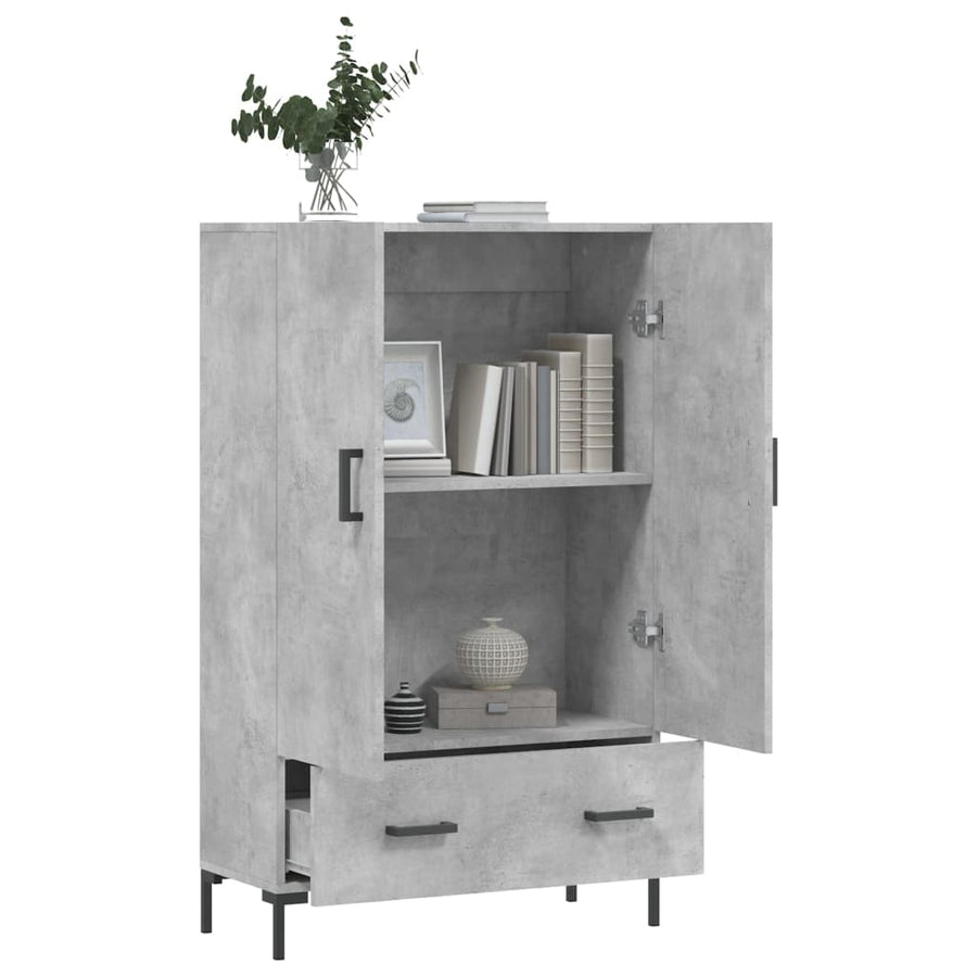 Hoge Kast 69,5X31X115 Cm Bewerkt Hout Betongrijs
