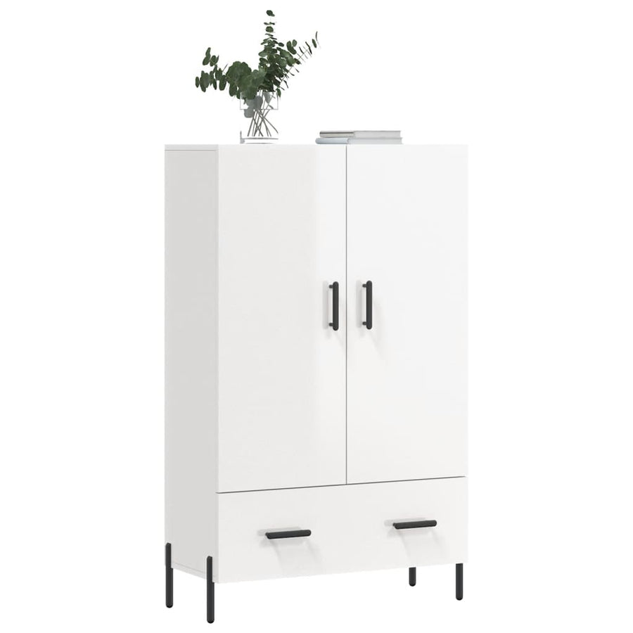 Hoge Kast 69,5X31X115 Cm Bewerkt Hout Hoogglans Wit