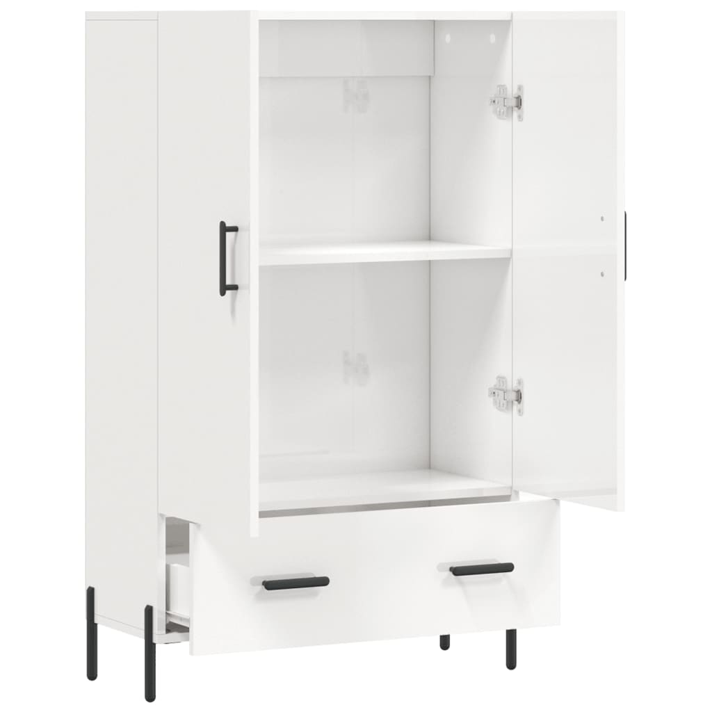 Hoge Kast 69,5X31X115 Cm Bewerkt Hout Hoogglans Wit