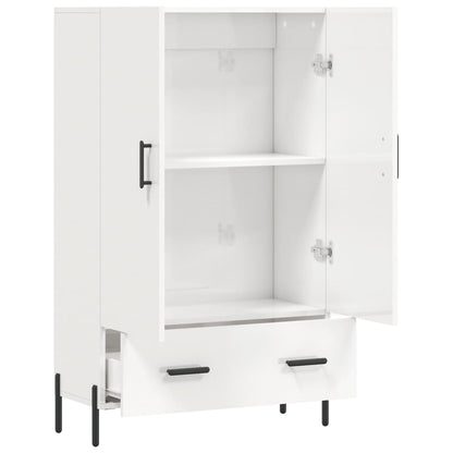 Hoge Kast 69,5X31X115 Cm Bewerkt Hout Hoogglans Wit