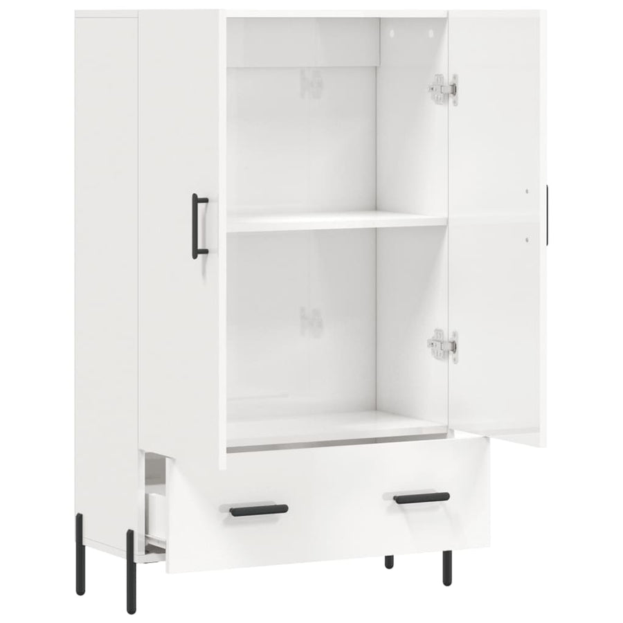 Hoge Kast 69,5X31X115 Cm Bewerkt Hout Hoogglans Wit