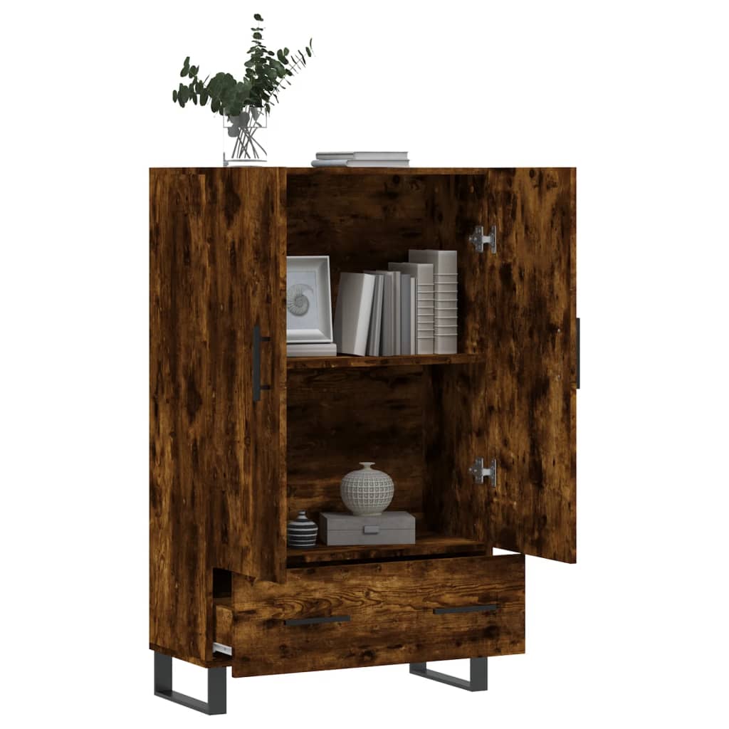Hoge Kast 69,5X31X115 Cm Bewerkt Hout Gerookt Eikenkleurig