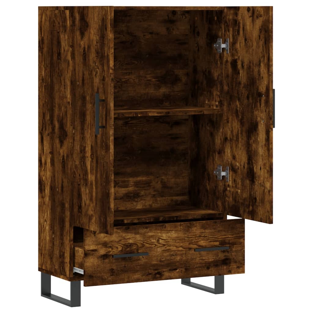 Hoge Kast 69,5X31X115 Cm Bewerkt Hout Gerookt Eikenkleurig